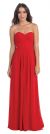 Strapless Pleated Bodice Long Formal Bridesmaid Dress in Red